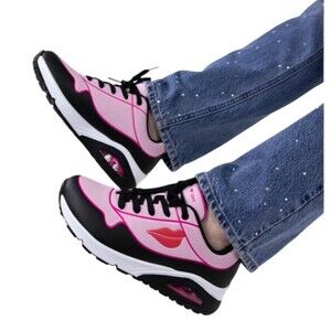 Skechers + DVF Collab Uno Beso Women's Sneakers 177998  Size 7  Black/Pink  NWOB